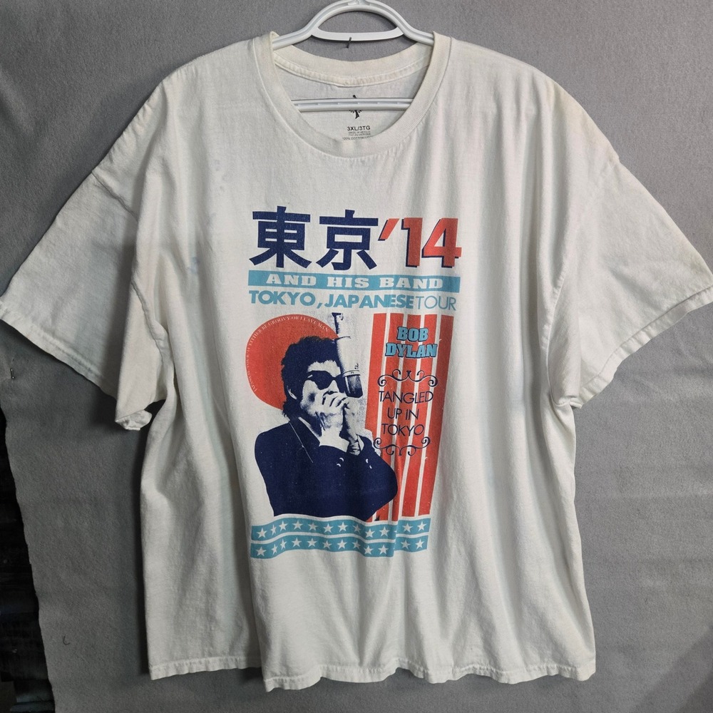 Bob Dylan Tokyo Japanese Tour Graphic T-Shirt White 3XL Concert Band Tee